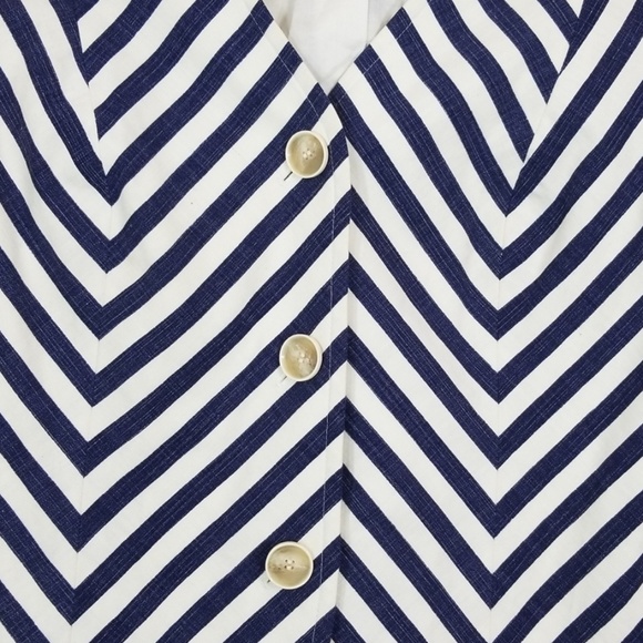 Talbots Stripe V-Neck Navy/White Cotton blazer - Picture 2 of 6